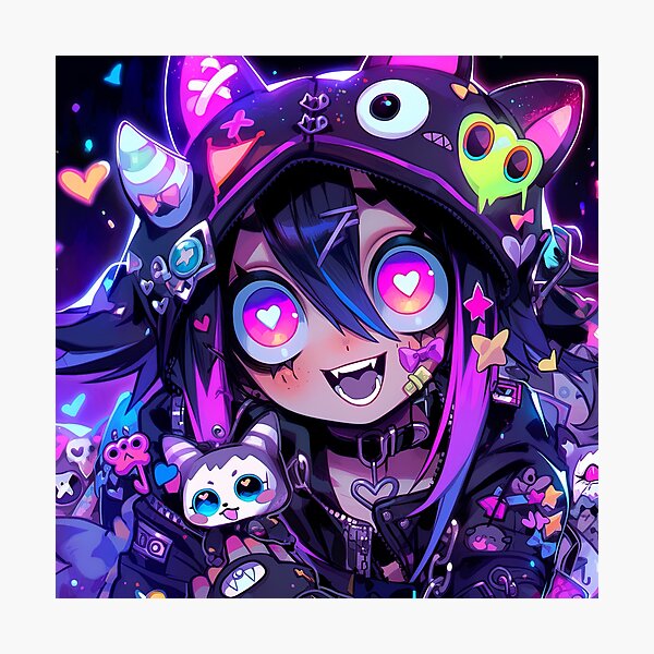 Kawaii Purple Neko Anime Girl and Castle Sticker for Sale by bubblegoth