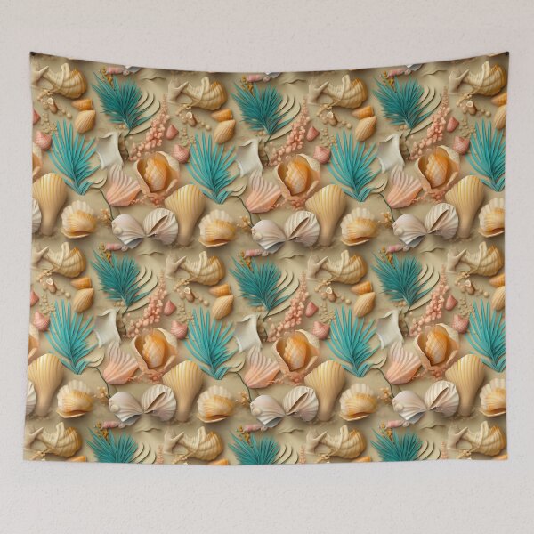 Item preview, Seashells on the sandy beach print designed and sold by PaperieJennifer.