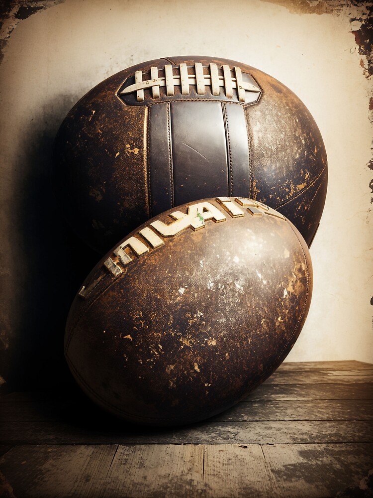 "2 "VintageStyle Football Design with Classic WornOut Textures