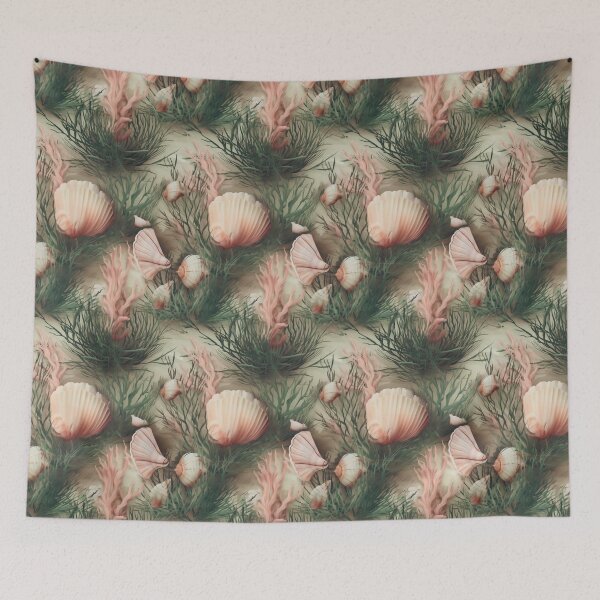 Item preview, Seashells on the sandy beach print designed and sold by PaperieJennifer.