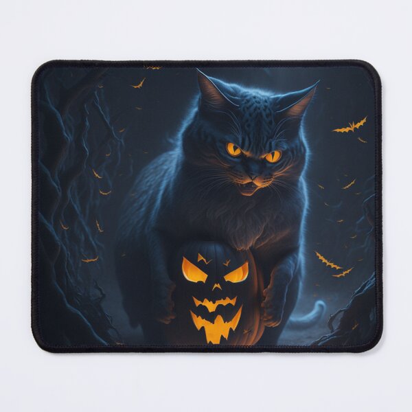 Item preview, Halloween cat with a glowing jack-o-lantern designed and sold by likbatonboot.