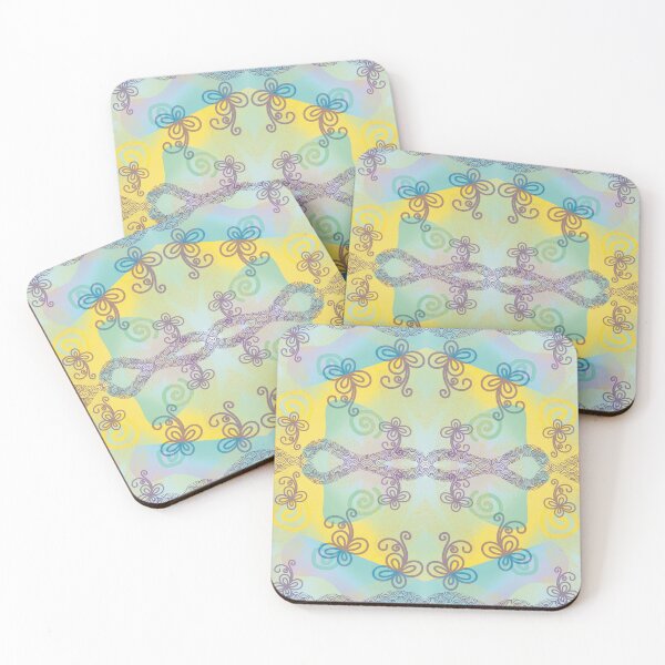 Item preview, Abstract Purple, yellow and baby blue flowers Pattern designed and sold by Lumia Creations.