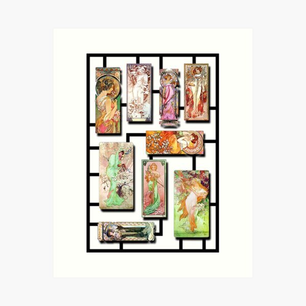 Aperçu de l'œuvre Alphonse Mucha Collage 01 créée et vendue par Xzendor7 Digital Art Creations.