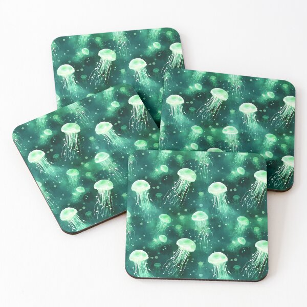 Item preview, Neon Green Jellyfish in Marine Seamless Patterns designed and sold by Master Ivan.