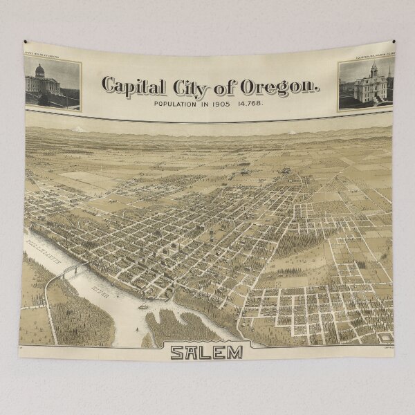 Item preview, Vintage Pictorial Map of Salem OR (1905) designed and sold by BravuraMedia.