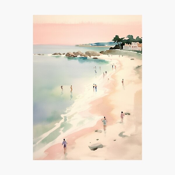 Item preview, Beach Blush Pink Coastal Scene designed and sold by Lovegrass Prints.