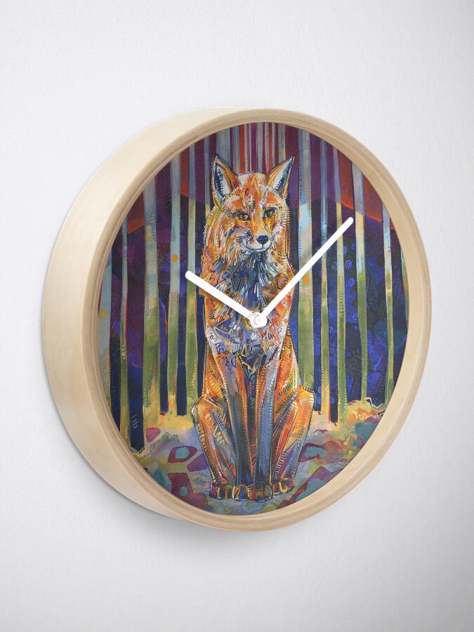 Alternate view of Red Fox Painting - 2018 Clock
