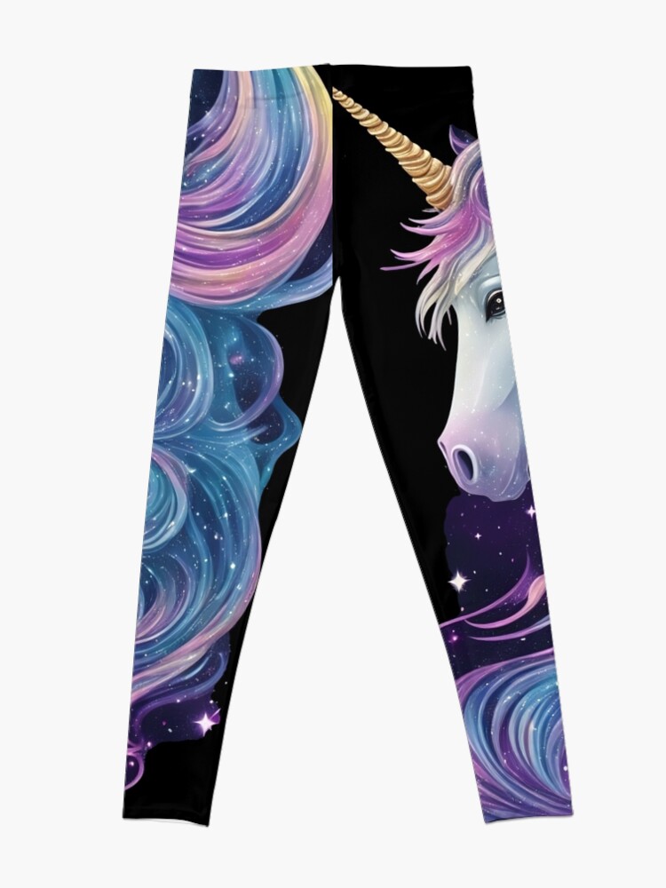 Discover Unicorn with flowing mane surrounded by stars | Leggings