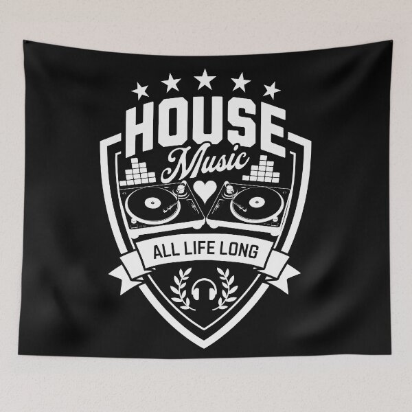 Item preview, HOUSE MUSIC  - Turntable Sheild (White)  designed and sold by Discothreadz.
