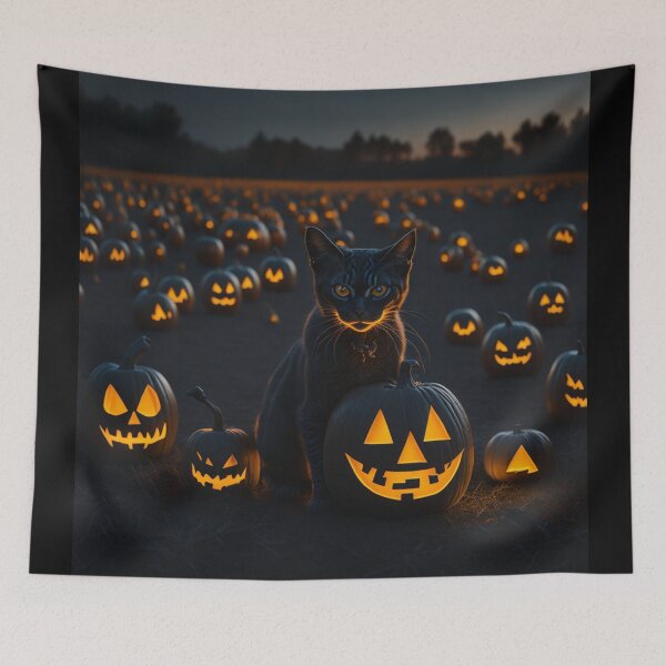 Item preview, Halloween cat with a glowing pumpkin designed and sold by likbatonboot.