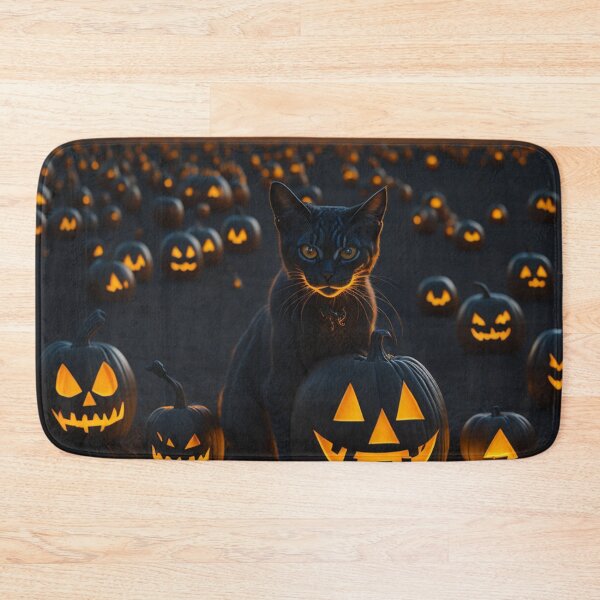 Item preview, Halloween cat with a glowing pumpkin designed and sold by likbatonboot.