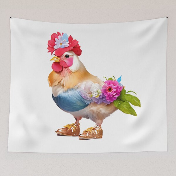 Item preview, easter egger chicken wearing a flower crown designed and sold by sabily.