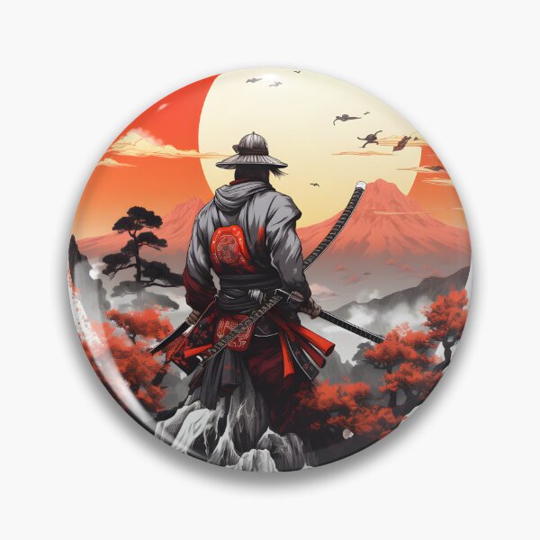 Aperçu de l'œuvre Samurai at Sunset in Japan Landscape - Impression d'art serein pour les amateurs d'art asiatique créée et vendue par WADRIUS.