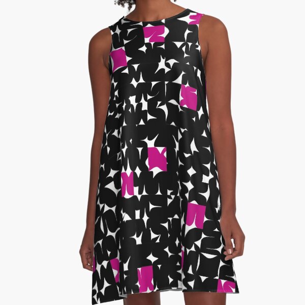 Geometric Black A-Line Dress