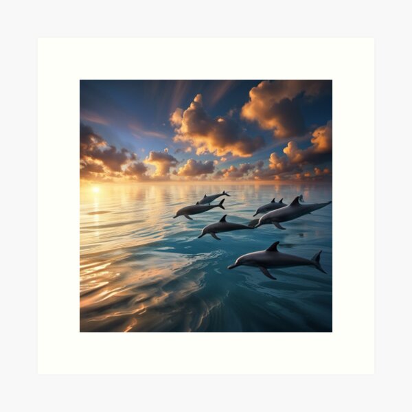 Dolphins at play Art Print