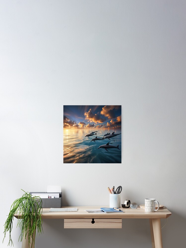 Thumbnail 2 of 3, Poster, Dolphins at play designed and sold by LenCarol.