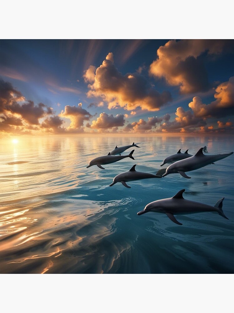 Thumbnail 3 of 3, Poster, Dolphins at play designed and sold by LenCarol.