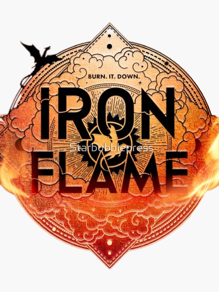 Iron Flame book cover dragons Sticker for Sale by Starbubblepress