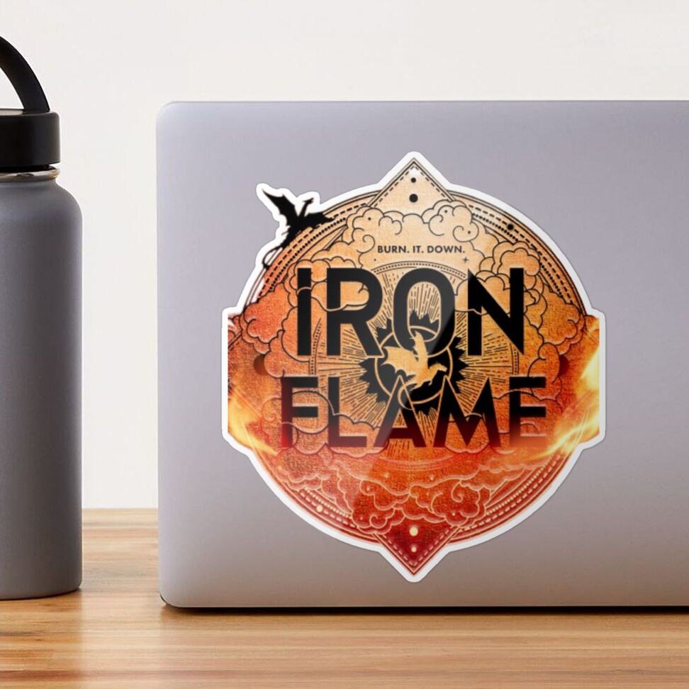 Iron Flame book cover dragons Sticker for Sale by Starbubblepress
