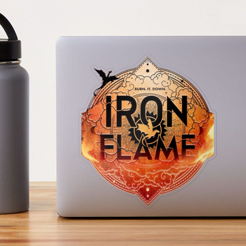 Iron Flame book cover dragons Sticker for Sale by Starbubblepress