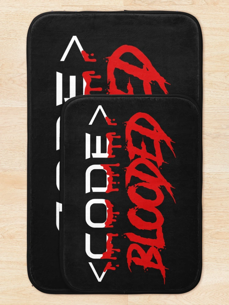 Thumbnail 5 of 6, Bath Mat, Code blooded bleeding code typhorapy  designed and sold by Code  Monkeys.
