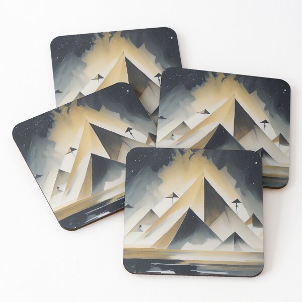 Item preview, Pyramids of Giza, Egypt, ink painting with Milky way Galaxy design designed and sold by Meena-tta.