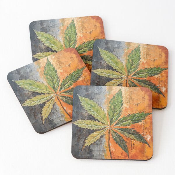 Item preview, marijuana leaf on orange and grey designed and sold by Imaginarium888.