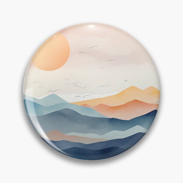 Item preview, Beautiful sunrise over mountains, watercolor designed and sold by Mikakujumi.