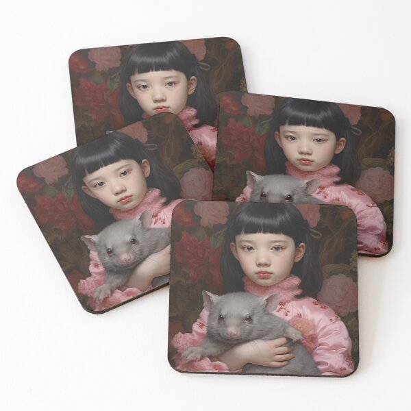 Item preview, A chinese girl wearing pink and holding a wombat designed and sold by Elindith.