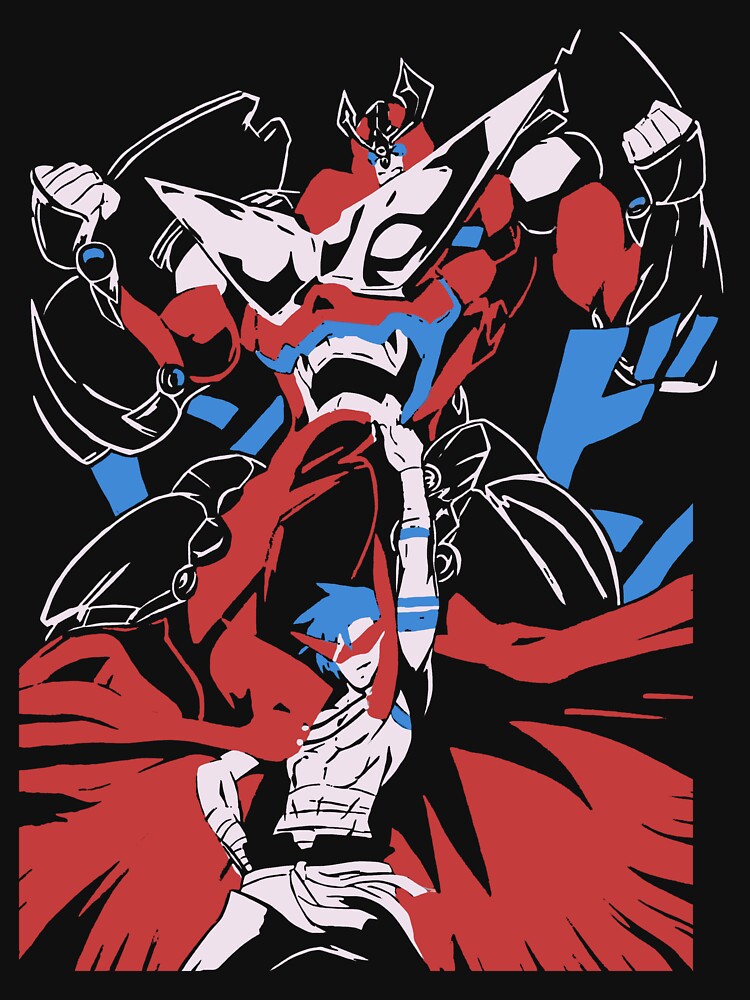 HD wallpaper: blue, white, and red textile, Tengen Toppa Gurren