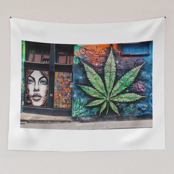 Item preview, grafitis de hojas de marihuana designed and sold by Imaginarium888.