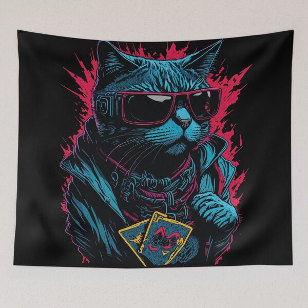Item preview, Cool Cyberpunk cat with sunglasses designed and sold by StevenHignell.