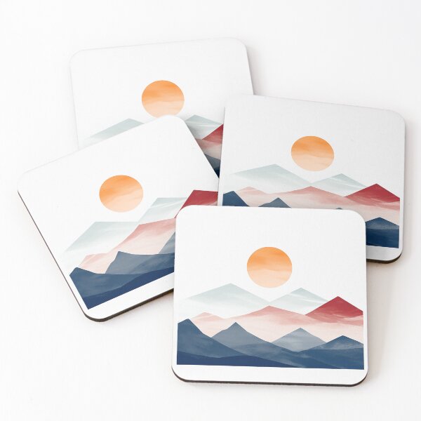 Item preview, Beautiful sunrise over mountains, watercolor designed and sold by Mikakujumi.