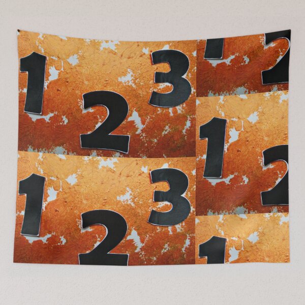 Item preview, Abstract pattern numbers 1 2 3 orange red black designed and sold by G-M-Designs.