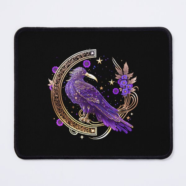 Item preview, Mystic crow, blackbird, bird of wisdom, flowers, stars, Celtic, Nordic designed and sold by nitty-gritty.