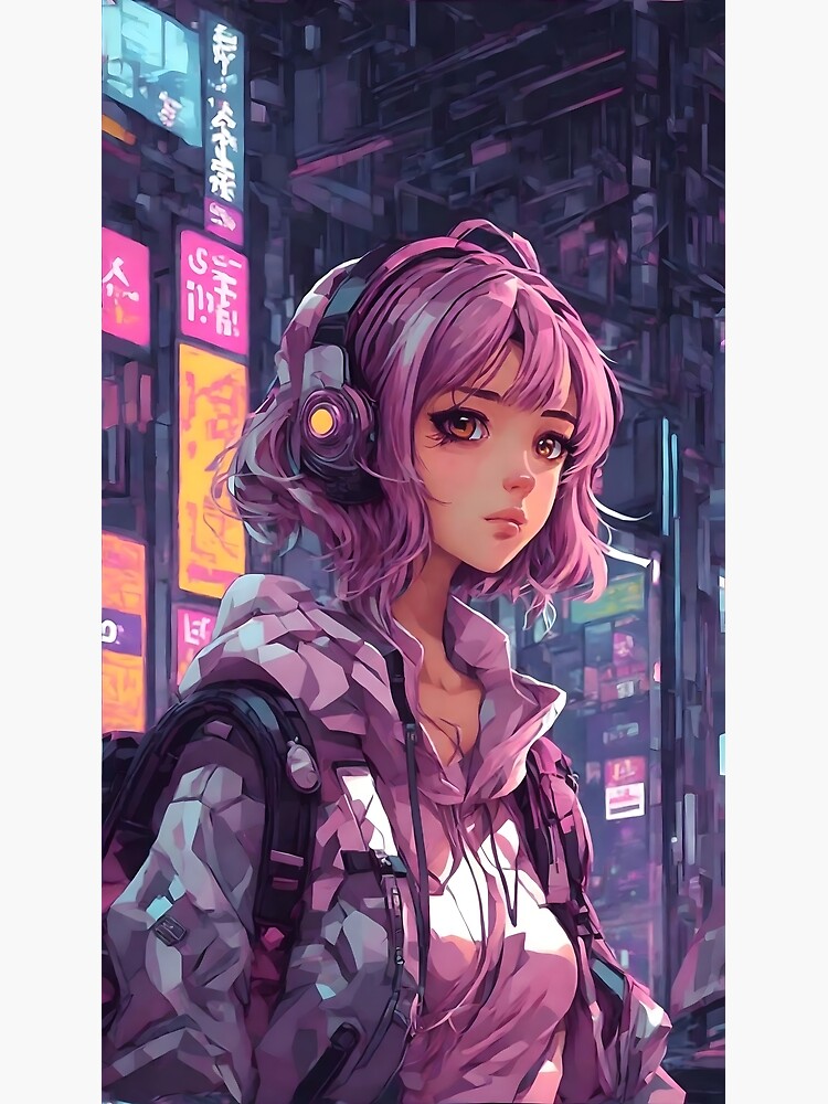 Cyber Preppy Kawaii Hoodie Headphone Anime Girl