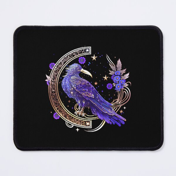 Item preview, Mystic crow, blackbird, bird of wisdom, flowers, stars, Celtic, Nordic designed and sold by nitty-gritty.