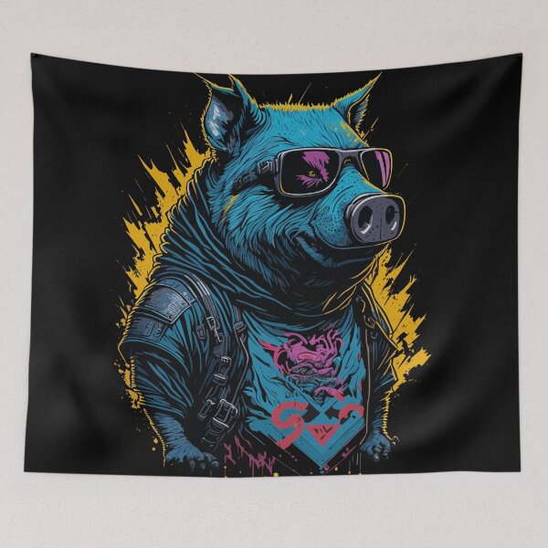 Item preview, Cool Cyberpunk pig with sunglasses designed and sold by StevenHignell.