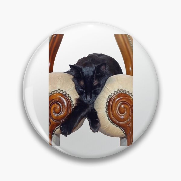 Item preview, Black Cat Slouched Between Two Chairs Legs Crossed  designed and sold by TabithaJacobs.