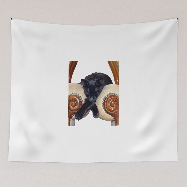 Item preview, Black Cat Slouched Between Two Chairs Legs Crossed  designed and sold by TabithaJacobs.