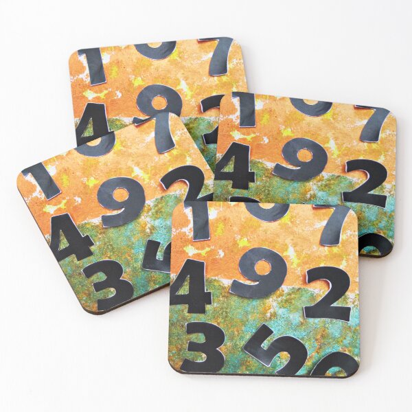 Item preview, Abstract pattern Numbers game 1 2 3 4 5 6 7 8 9 0 orange turquoise beige black designed and sold by G-M-Designs.