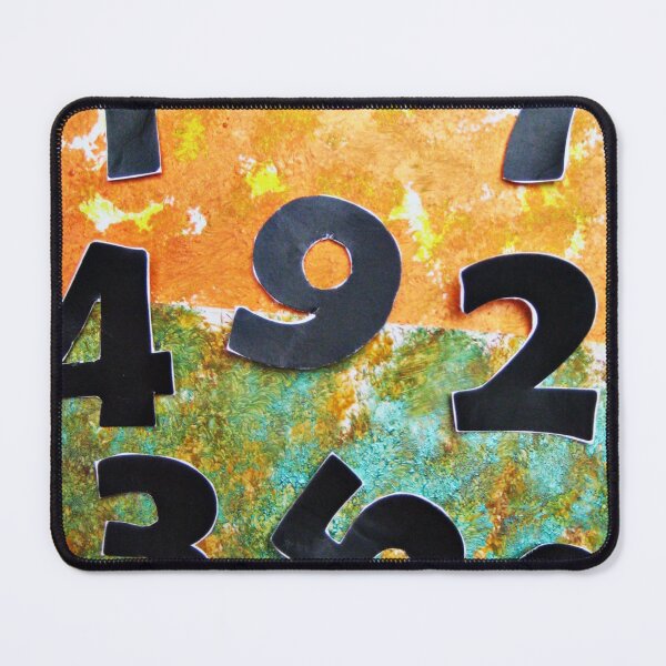 Item preview, Abstract pattern Numbers game 1 2 3 4 5 6 7 8 9 0 orange turquoise beige black designed and sold by G-M-Designs.