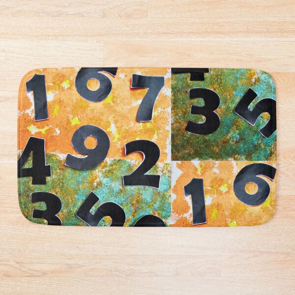 Item preview, Abstract pattern Numbers game 1 2 3 4 5 6 7 8 9 0 orange turquoise beige black designed and sold by G-M-Designs.