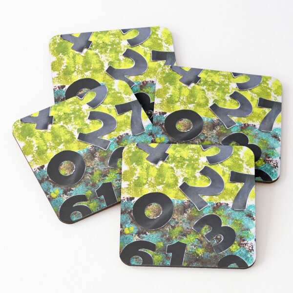 Item preview, Abstract pattern Numbers game 1 2 3 4 5 6 7 8 9 0 green turquoise beige black designed and sold by G-M-Designs.