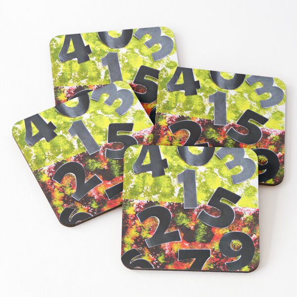Item preview, Abstract pattern Numbers game 1 2 3 4 5 6 7 8 9 0 green red beige black designed and sold by G-M-Designs.
