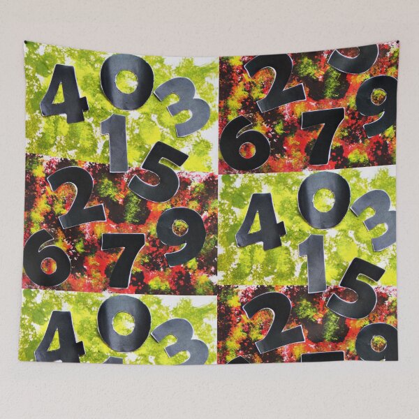Item preview, Abstract pattern Numbers game 1 2 3 4 5 6 7 8 9 0 green red beige black designed and sold by G-M-Designs.