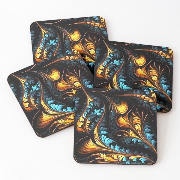 Item preview, Glowing Dark Abstract Orange Blue Plants Fractal Pattern designed and sold by Sturdust.