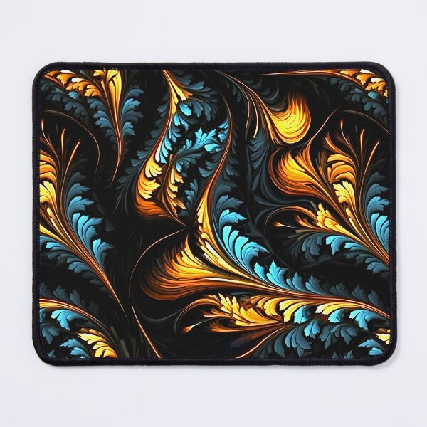 Item preview, Glowing Dark Abstract Orange Blue Plants Fractal Pattern designed and sold by Sturdust.