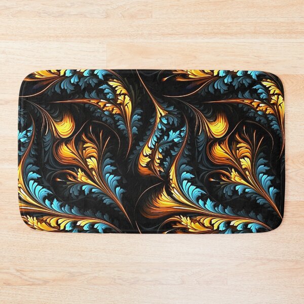Item preview, Glowing Dark Abstract Orange Blue Plants Fractal Pattern designed and sold by Sturdust.