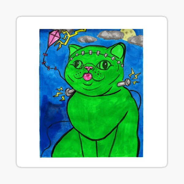 Frankenstein Monster Cat Sticker